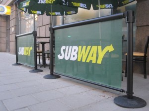Q-Banner Subway Restaurant Mesh Outdoor Queue Post Billboards