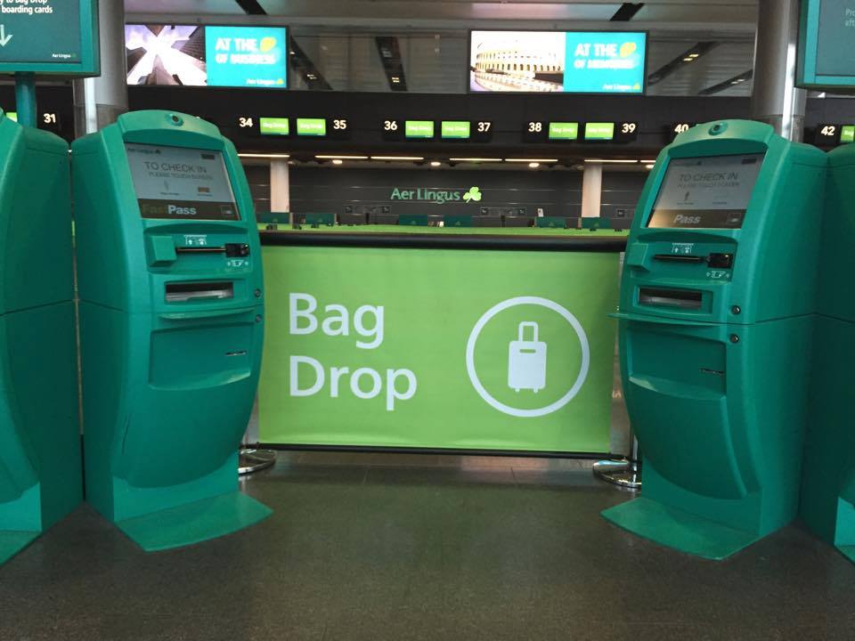 Q Banner Custom Stanchion Signs Bag Drop In An Airport Q Banner